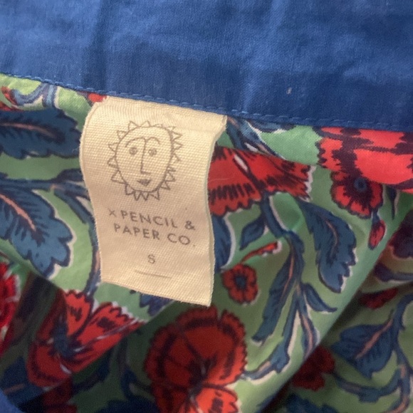 Pencil & Paper Co Resortwear Block Print Puff Sleeve Organic Cotton Maxi Dress S - Picture 8 of 10